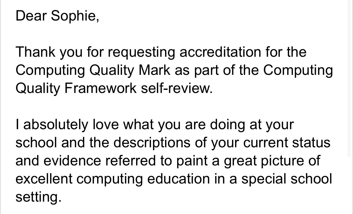 sophiekelter's tweet image. Over the moon! It still doesn’t feel real 🤩🖥️ Computing in a SEND school is wildly challenging but so rewarding! @WeAreComputing #computingqualityframework