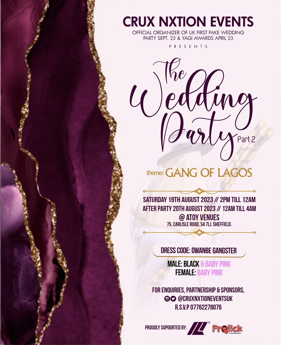 Wedding party 2 hosted by @cruxnxtionevent , this summer will be another iconic one, get your tickets now, uk is not boring you just don’t know where to go   fatso.ma/XYlT