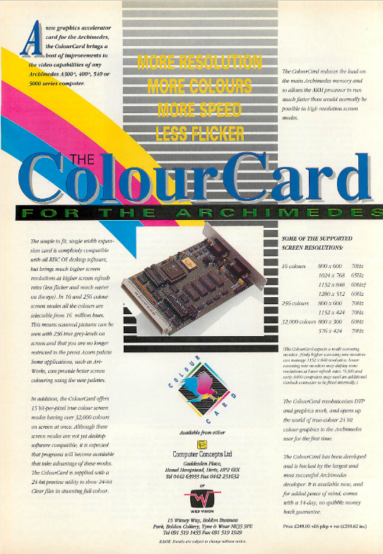 OldTechAdverts's tweet photo. A high res graphics card, capable of 32000 colours, and a resolutio of 1280x512 but not at the same time.
https://t.co/SfvFFsdkKJ
#bbcacorn #electronics #retrocommputing https://t.co/3TQuxgqqPG