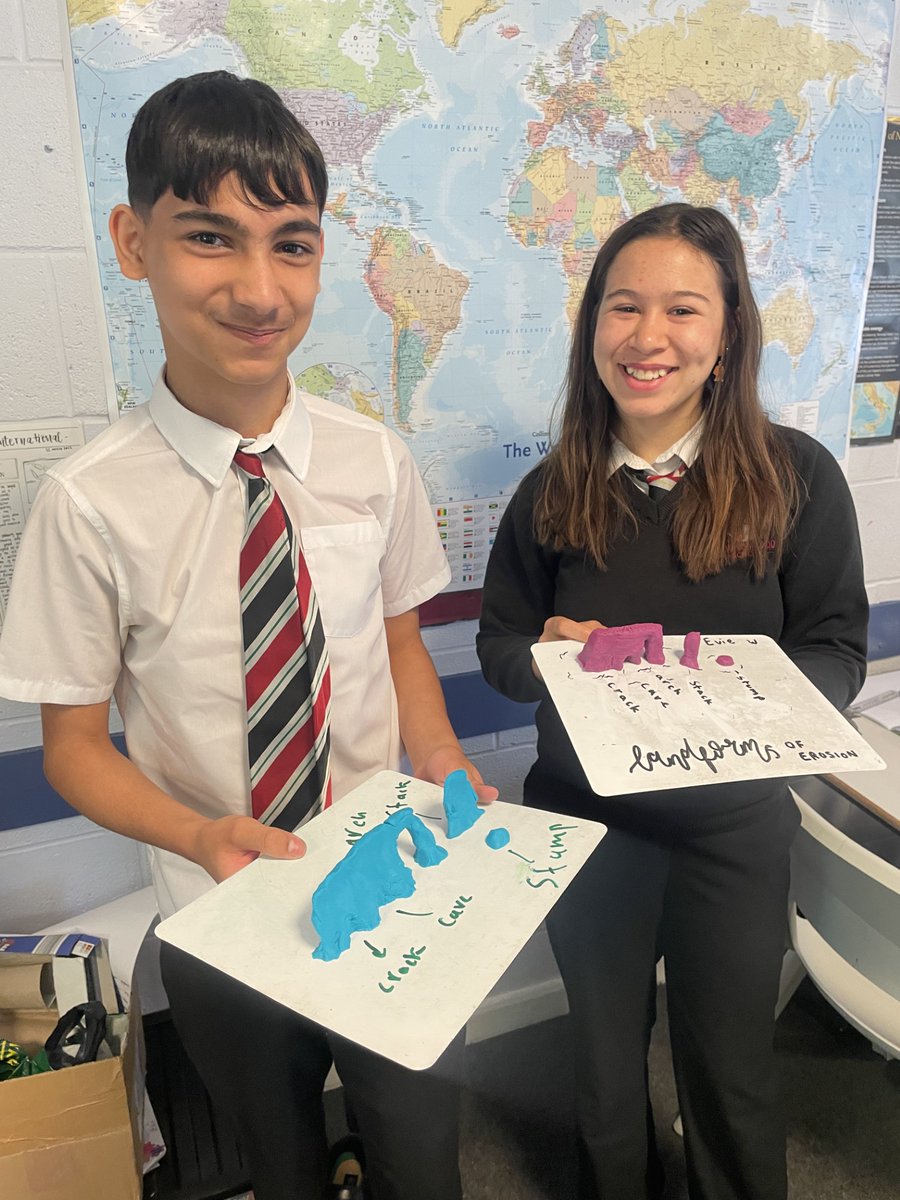 lawnswoodschool's tweet image. Yesterday, Y10 students in #GCSEGeography created landforms of coastal erosion using play doh. Blnd, Koree, Joseph &amp;amp; Evie were really proud of their efforts. Well done! #geographyrocks #curiosity