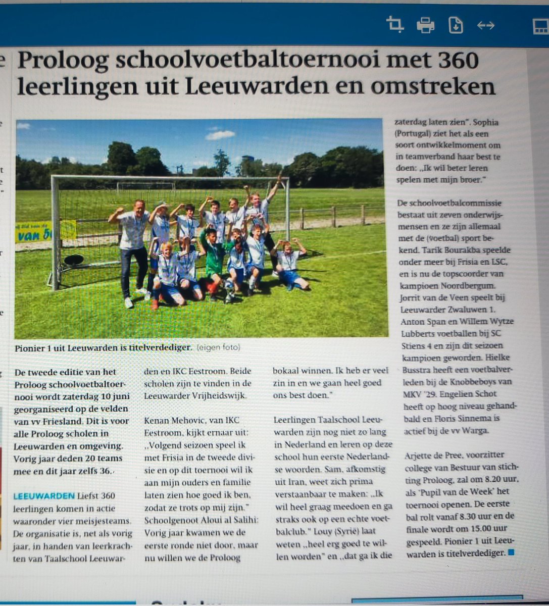 Vandaag Promo artikel Proloog schoolvoetbaltoernooi ( a.s. zaterdag 10 juni ) in de Huis aan Huis