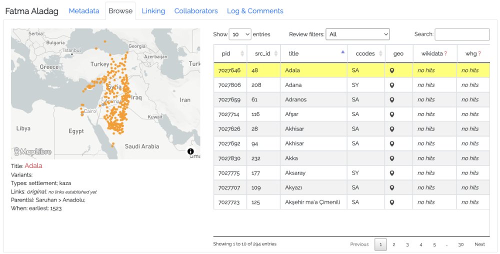fatmaaladag's tweet image. Osmanlı yer adlarının (#gazetteer) uluslararası standartlara entegre olması ve online erişimi için önemli bir ilk adım olarak World Historical Gazetteer (@WHGazetteer) ile yaptığımız çalışma sonucu 510 adet 16. yy Osmanlı kazası veri tabanına başarıyla eklendi +