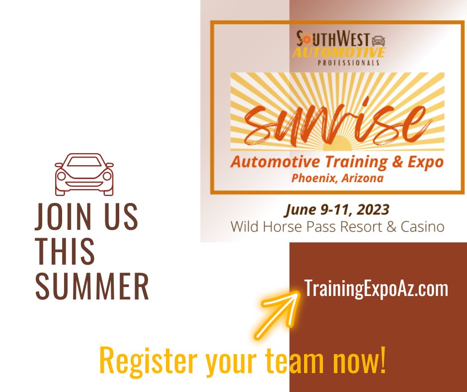 esiseminars's tweet photo. This weekend is Sunrise Automotive Training &amp; Expo!
We hope to see you June 9-11th, 2023.
Check out https://t.co/hMQWM9qbU0 and register today! https://t.co/FivHvYzSdV