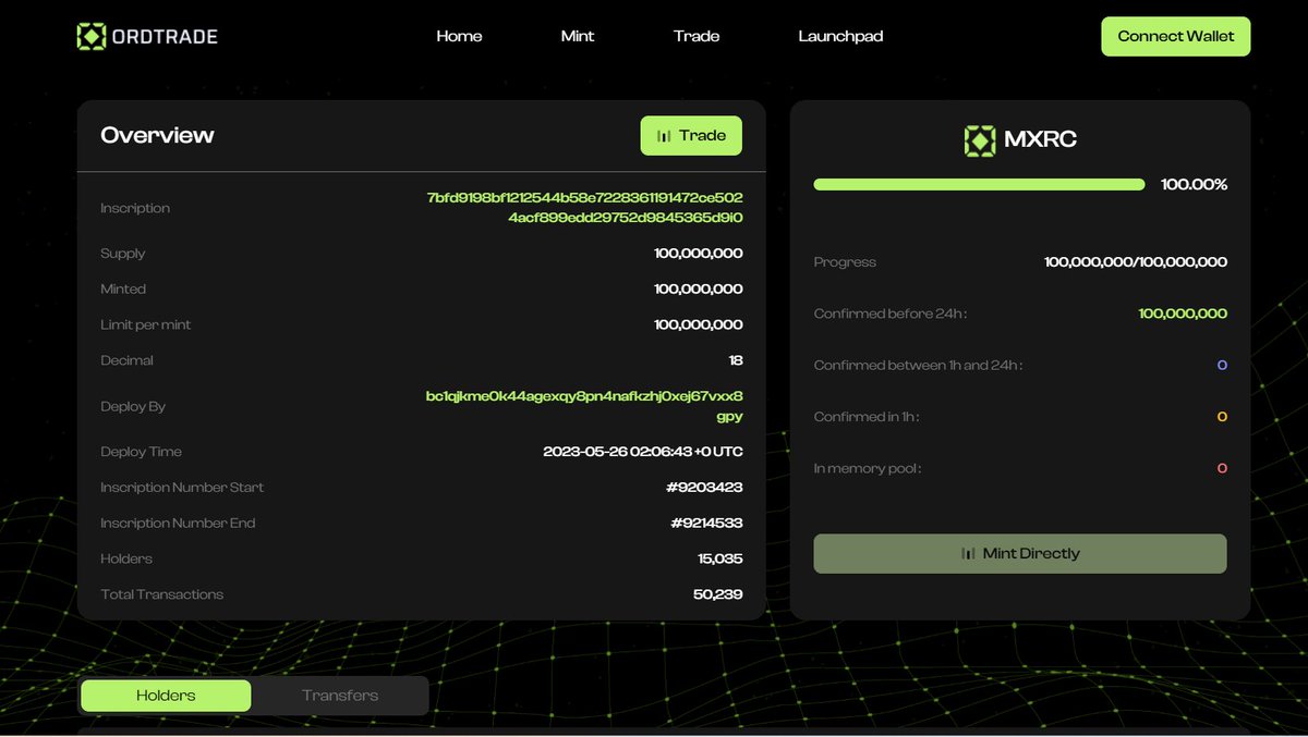 OrdTrade_'s tweet photo. $MRXC the hottest mint of the day. 🟧🔥

https://t.co/xWnFp1kW0Y

🔥Holders: 15,035
🔥Total Transactions: 50,239

@metabrc Congratulations on your great milestones after 24 hours launch! https://t.co/9MbpIgbtaH