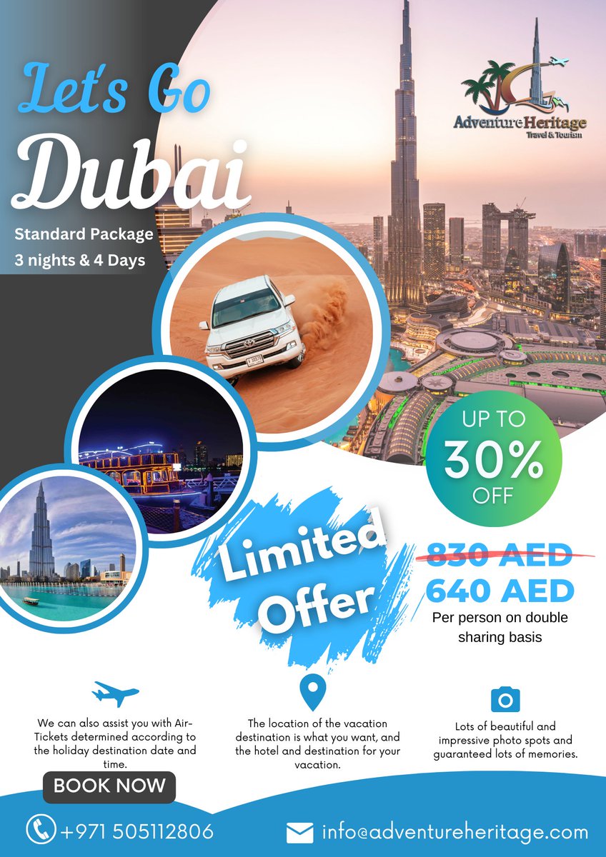 Immerse yourself in a world where opulence meets innovation, and ancient traditions blend seamlessly with modern marvels. . . Adventure Heritage Travel and Tourism Call or WhatsApp us at - +971 505112806 / +971 566091406 . . #dubai #traveldubai #dubaitraveldeals #dubaibestdeals