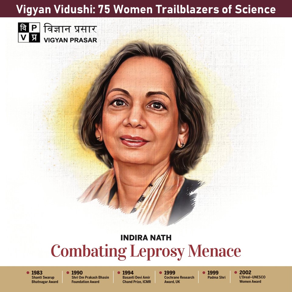 Prof Indira Nath’s groundbreaking work bridged crucial knowledge gaps in cellular immune responses &amp; nerve damage associated with leprosy. Her contributions revolutionised diagnostics, immunotherapy &amp; clinical investigations through identification of leprosy bacillus markers.