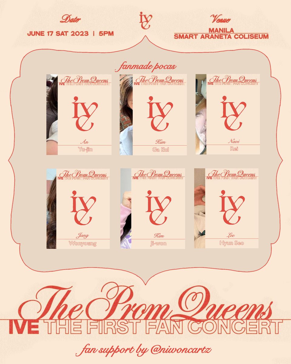 Part 2

⋅˚₊‧ ୨ 𝐢𝐯𝐞 𝐭𝐡𝐞 𝐟𝐢𝐫𝐬𝐭 𝐟𝐚𝐧 𝐜𝐨𝐧𝐜𝐞𝐫𝐭 ୧ ‧₊˚ ⋅

🐰
୨୧ fan support by <a href="/niwoncartz/">nini</a> 

☆Hi ! i'll be giving away fan made pocas

୨୧ mbf
୨୧ like &amp; rt

#IVE #IVEinMNL #IVE_ThePromQueens
#IVEMNL2023 #아이브