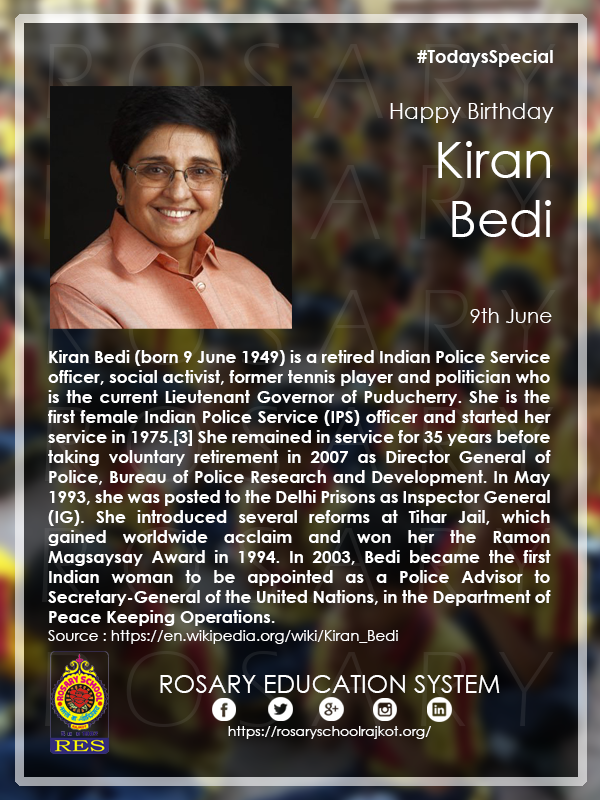 Help us Spread the Word!!! Share with your Friends!!!
#TodaysSpecial
Happy Birthday Kiran Bedi
@thekiranbedi
@IPS_Association
@BPRDIndia
@MagsaysayAward
@HQ_DG_NCC
@HQ_DG_NCC
@PMOIndia