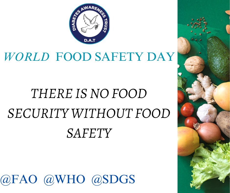 Food safety is an essential part of food security. Only when food is safe, can it meet nutritional needs and help adults to live an active and healthy life and children to grow and develop.
Message Courtesy of @FAO @WHO @SDGs 
#NotSafeNotFood #Foodsafety4all