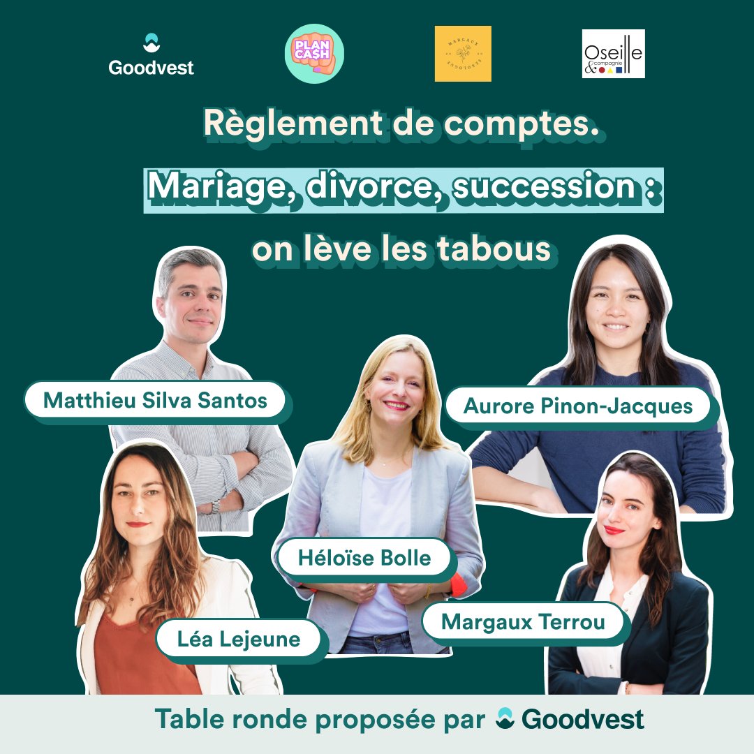 Règlement de comptes💸

RDV le jeudi 15 juin 2023, de 18h à 19h30 pour notre prochain événement en ligne ! 

Nous organisons une table ronde spécialement conçue dans le but de briser les tabous entourant les questions financières liées au mariage, au divorce et à la succession.👀