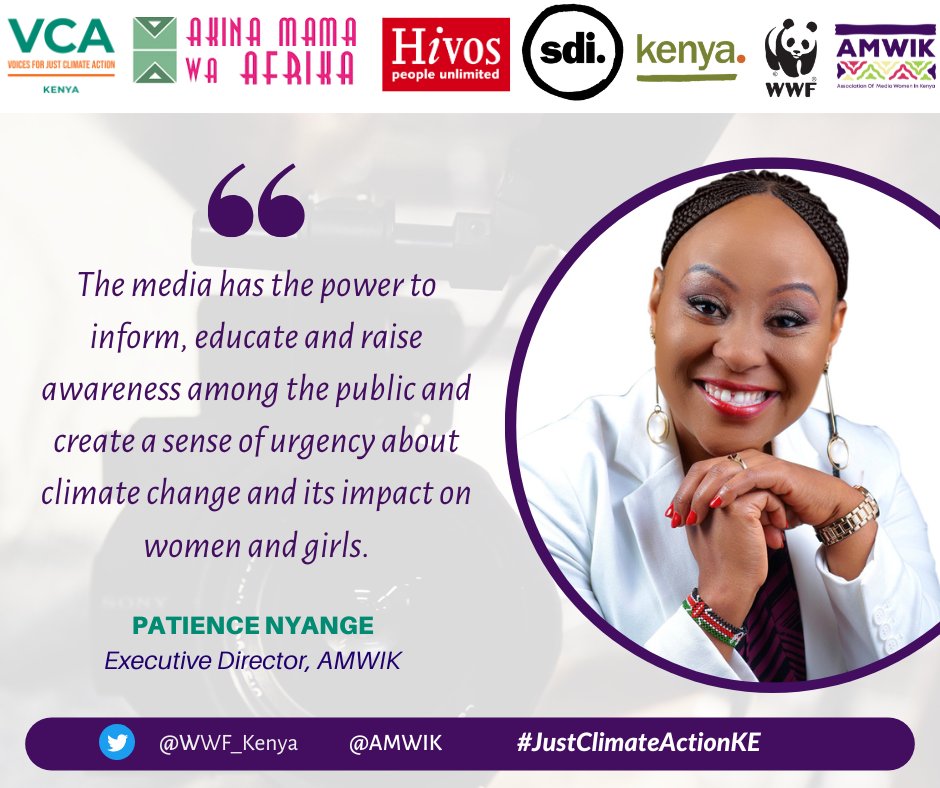 "By highlighting the experiences of affected communities and shedding light on their innovative solutions on climate change, the media can play a fundamental role in shaping public opinion and empowering meaningful action."- ED, <a href="/NyangePatience/">𝗣𝗮𝘁𝗶𝗲𝗻𝗰𝗲 𝗡𝘆𝗮𝗻𝗴𝗲 🇰🇪</a>
<a href="/WWF_Kenya/">WWF-Kenya</a> 
#JustClimateActionKE