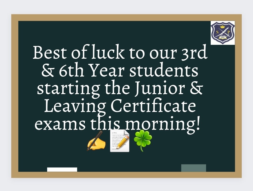 Wishing all of our 3rd and 6th Year students the very best of luck as they begin their Junior and Leaving Certificate exams this morning! 🍀🤞🏻📝📖📓