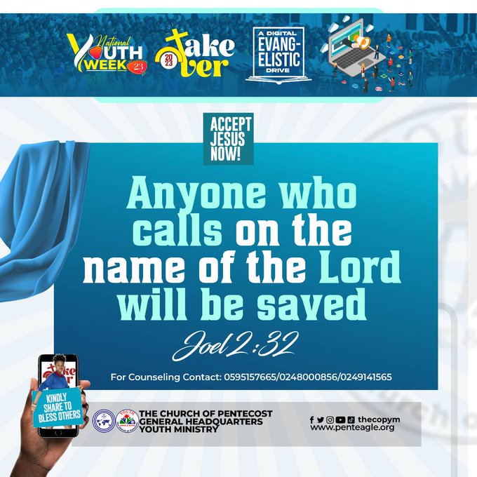 Anyone who calls on the name of the Lord shall be saved.  Joel 2:32 

#NYWC23 | #GroundedInChrist |  #MaximumImpact | #PossessingTheNations