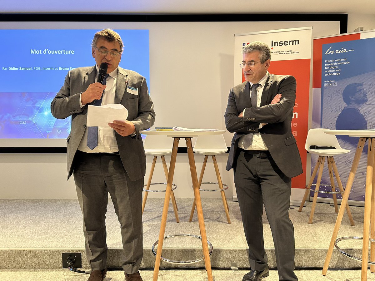 Très heureux d’ouvrir ce matin à <a href="/PariSanteCampus/">PariSanté Campus</a> , aux côtés de Didier Samuel, DG <a href="/Inserm/">Inserm</a> et <a href="/bsportisse/">Bruno Sportisse</a>, PDG <a href="/Inria/">Inria</a>, le lancement du #PEPR #Sante #Numérique . Un programme ambitieux qui complète les actions de l’Etat pour accélérer la recherche et les usages numériques pour la
