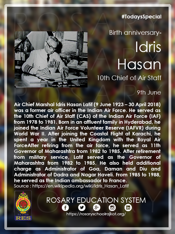 Help us Spread the Word!!! Share with your Friends!!!
#TodaysSpecial
Birth anniversary of Idris-Hasan-Latif - 10th Chief of the Air Staff
@IndianAirforce_
@ArmedIndian
@PMOIndia
@adgpi
@indiannavy
@_DigitalIndia
@INDIANARMY14
@Indiancitizen