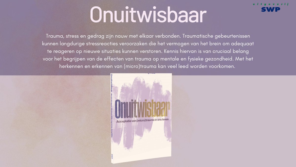 SWP01's tweet photo. 𝐍𝐢𝐞𝐮𝐰 | 𝐎𝐧𝐮𝐢𝐭𝐰𝐢𝐬𝐛𝐚𝐚𝐫 https://t.co/055hgfzGzK
''Wat een goed boek! In heldere bewoordingen wordt uiteengezet wat trauma’s en microtrauma’s zijn en hoe ze ons leven en ons gedrag kunnen beïnvloeden.
#trauma #ggz #microtrauma https://t.co/WYhHytQQq3
