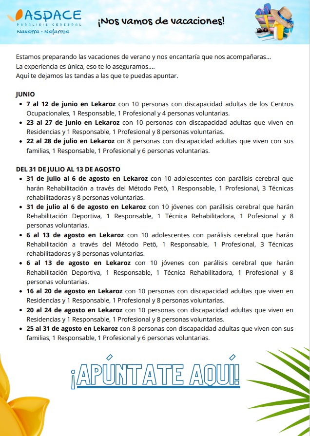 AspaceNavarra's tweet photo. ¿Estas buscando pasar un verano diferente? ¡Tenemos el plan perfecto, apúntate al voluntariado de #aspacenavarra!
Como voluntario o voluntaria, tendrás la oportunidad de poder apoyar, de crear nuevas amistades y hacer un mundo más inclusivo. 
Apúntate:
https://t.co/uGsegoqylI https://t.co/Jxfp4j0S4Q