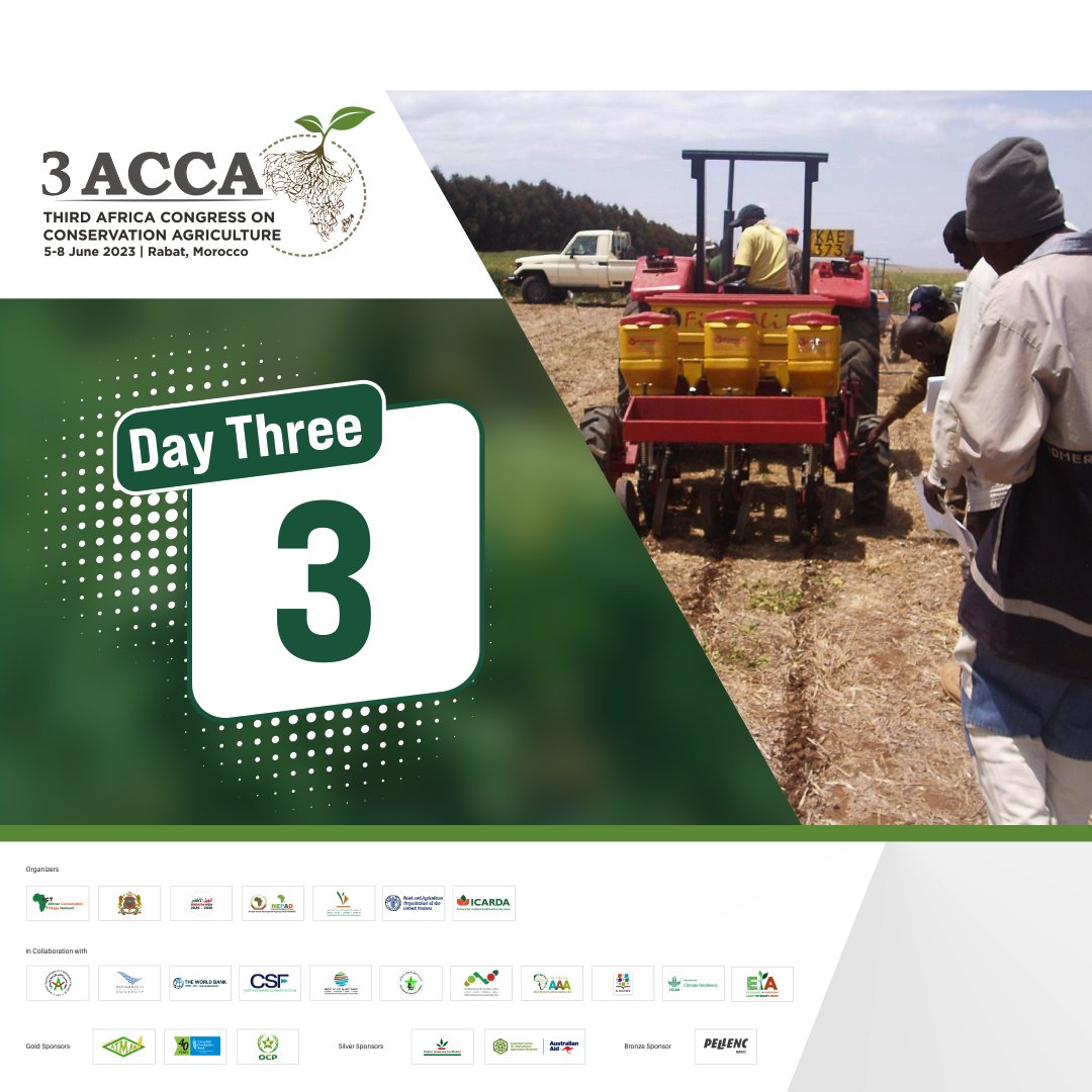 Welcome to Day 3 of the 3rd Africa Congress on Conservation Agriculture! Join us for engaging sessions where experts, practitioners & policymakers will share  valuable insights & perspectives. We're excited to learn from their expertise & experiences.
#3ACCA 
#AfricaMechanize