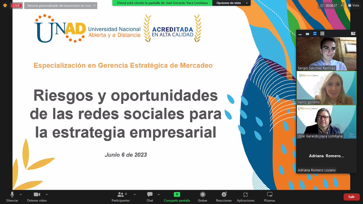 🇨🇴🇪🇸🎙️Gracias a <a href="/UniversidadUNAD/">Universidad UNAD</a> por invitarme a 
 participar en uno de los temas más relevantes del #ecommerce: RIESGOS Y OPORTUNIDADES DE LAS REDES SOCIALES PARA LA ESTRATEGIA EMPRESARIAL