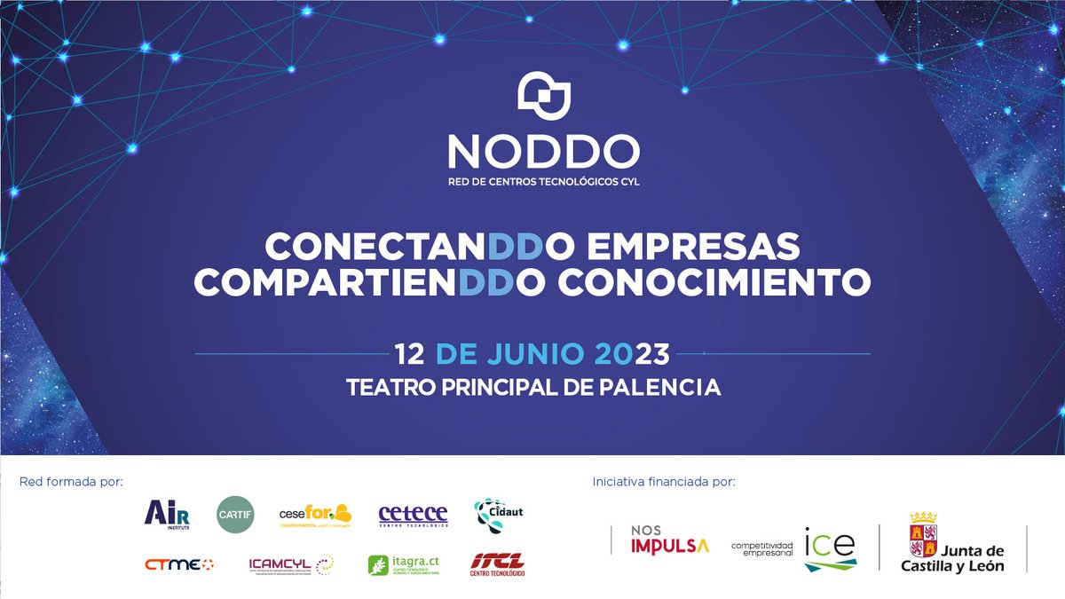 El próximo lunes 🗓️12 de junio en #Palencia @RedNODDO presentará oficialmente la Red de #Centrostecnológicos de innovación y desarrollo tecnológico de #CastillayLeón.

Hoy es el último día para poder asistir a la #PresentaciónOficialNODDO

➡️ escribe a contacto@noddo.es