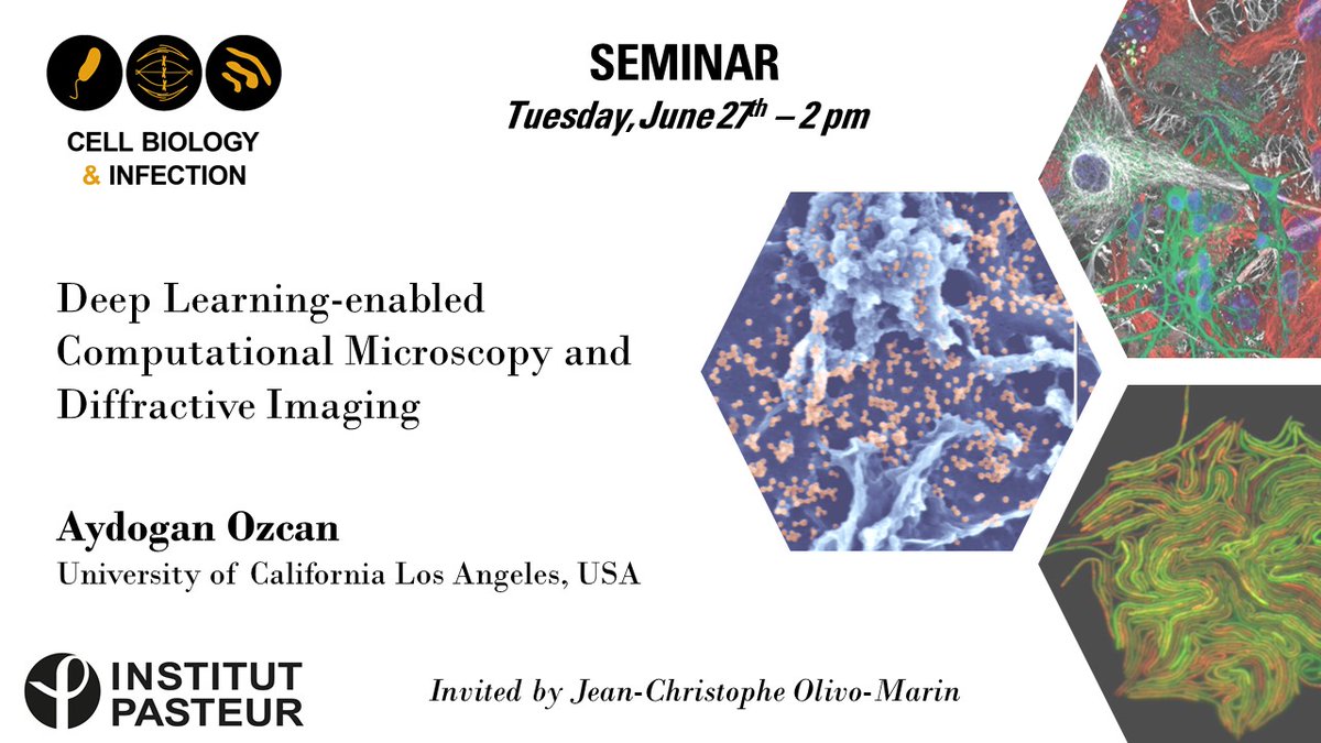 Cell Biology & Infection (@bci_pasteur) on Twitter photo 🔜Next <a href="/BCI_Pasteur/">Cell Biology & Infection</a> seminar this Tuesday
Aydogan Ozcan <a href="/InnovateUCLA/">biophotonics@UCLA</a> from <a href="/UCLAengineering/">UCLA Samueli Engineering</a>
Deep Learning-enabled Computational Microscopy and Diffractive Imaging
Invited by <a href="/BiaUnit/">BIA Unit</a> 🔜Next <a href="/BCI_Pasteur/">Cell Biology & Infection</a> seminar this Tuesday
Aydogan Ozcan <a href="/InnovateUCLA/">biophotonics@UCLA</a> from <a href="/UCLAengineering/">UCLA Samueli Engineering</a>
Deep Learning-enabled Computational Microscopy and Diffractive Imaging
Invited by <a href="/BiaUnit/">BIA Unit</a>