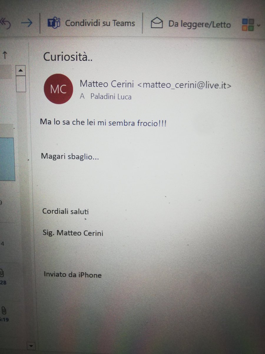 luca_paladini4's tweet image. Questa mail mi è arrivata ieri sera sul mio account istituzionale.

Uno mi ha cercato in rete, ha cercato il mio indirizzo di posta elettronica per scrivermi questo trattato.
Firmandosi.

Sì Matteo Cerini, sono frocio. 
Potevo nascere fascista invece per fortuna mi è andata bene.