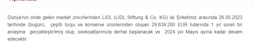 mesela #pengd diye bir şirket var bistte 26.05te 29milyon euroluk ihracat açıkladı. %1 karla alsa dahi bu işi şuan kurdan dolayı karı %13 artmış durumda. ürünleri de tl ile mal ettiğini ve stokta hazır olduğunu düşünürsek çok daha güzel bir marj.