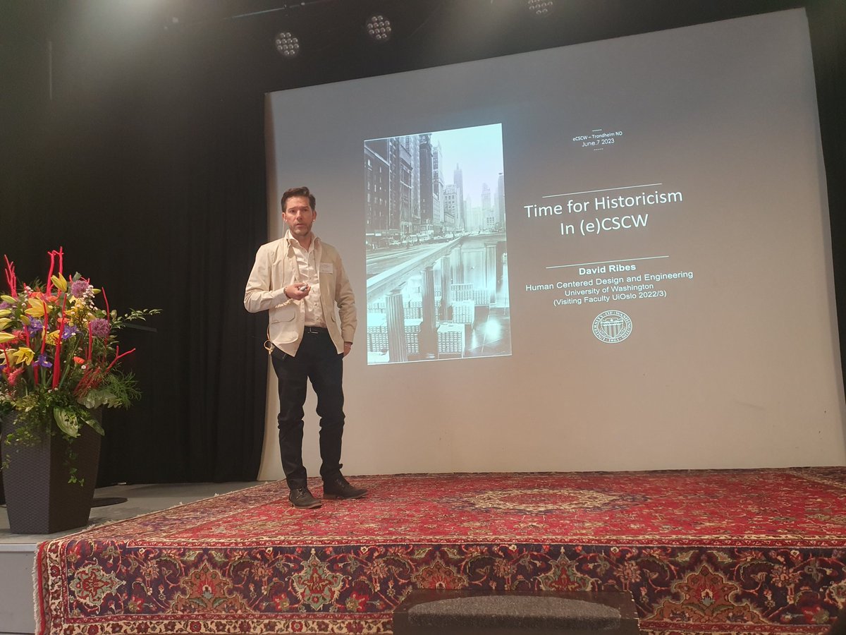 ECSCW's tweet image. First #ecscw2023 keynote by David Ribes: Time for Historicism in (e)CSCW
