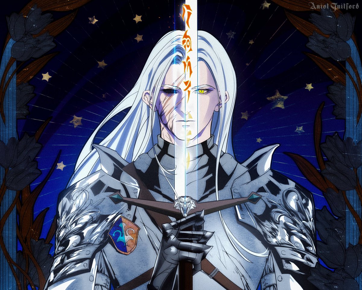 happyfryeday's tweet photo. May it be an evening star shines down upon you. ✨✨
my #Witcheroc ⚔️Aniol Guilford from school of griffin,he is a knight guarding the KearSeren under the starlight. https://t.co/3AenwokK7J