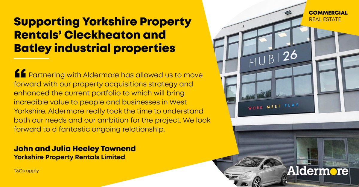 AldermoreBank's tweet photo. As we continue backing businesses to go for it, we’re pleased to back Yorkshire Property Rentals with a £7m commercial mortgage for two industrial properties south of Bradford. https://t.co/oCWluMdv5p #backingyou #property #businessfinince https://t.co/ij6PYtmx5k