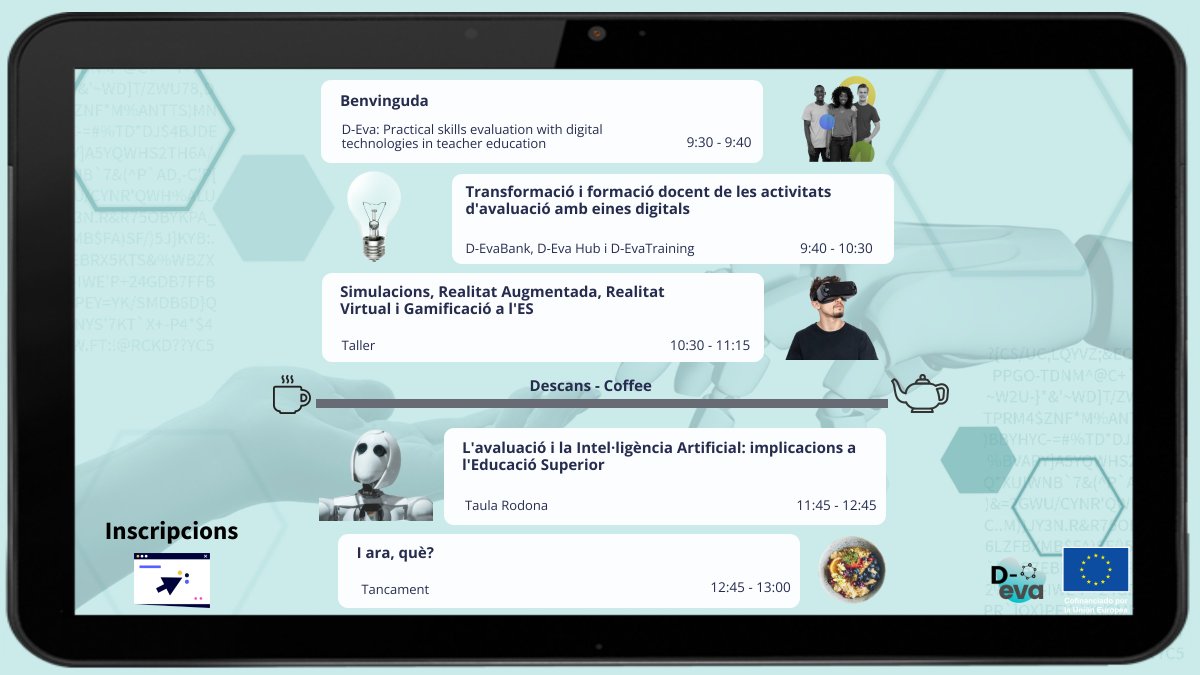 Crisketa's tweet photo. Preparant la Jornada de tancament del projecte @project_deva . No us la perdeu!!
Inscripcions aquí:
https://t.co/Bgnm9C2fJv #avaluacio #competenciadigitaldocent #tecnologiaeducativa https://t.co/nFZ905QQsb