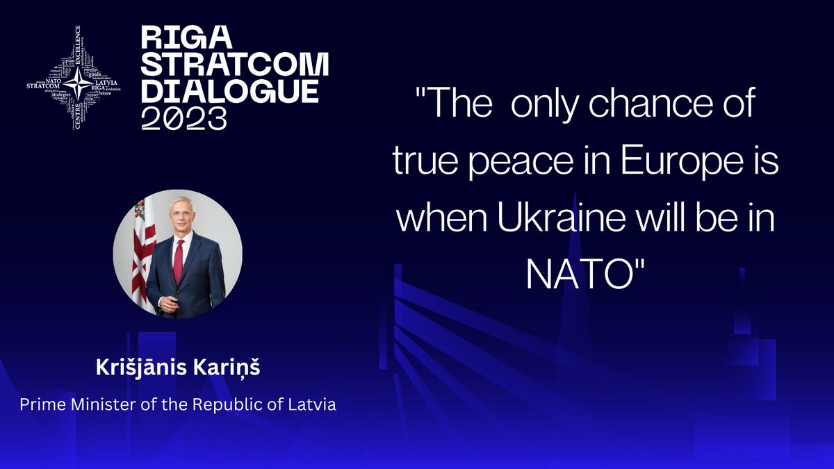 PM of Latvia @krisjaniskarins with a inspirational message at the #RigaStratComDialogue
 #StratCom #Ukraine #PutinWarCrimes #NATO