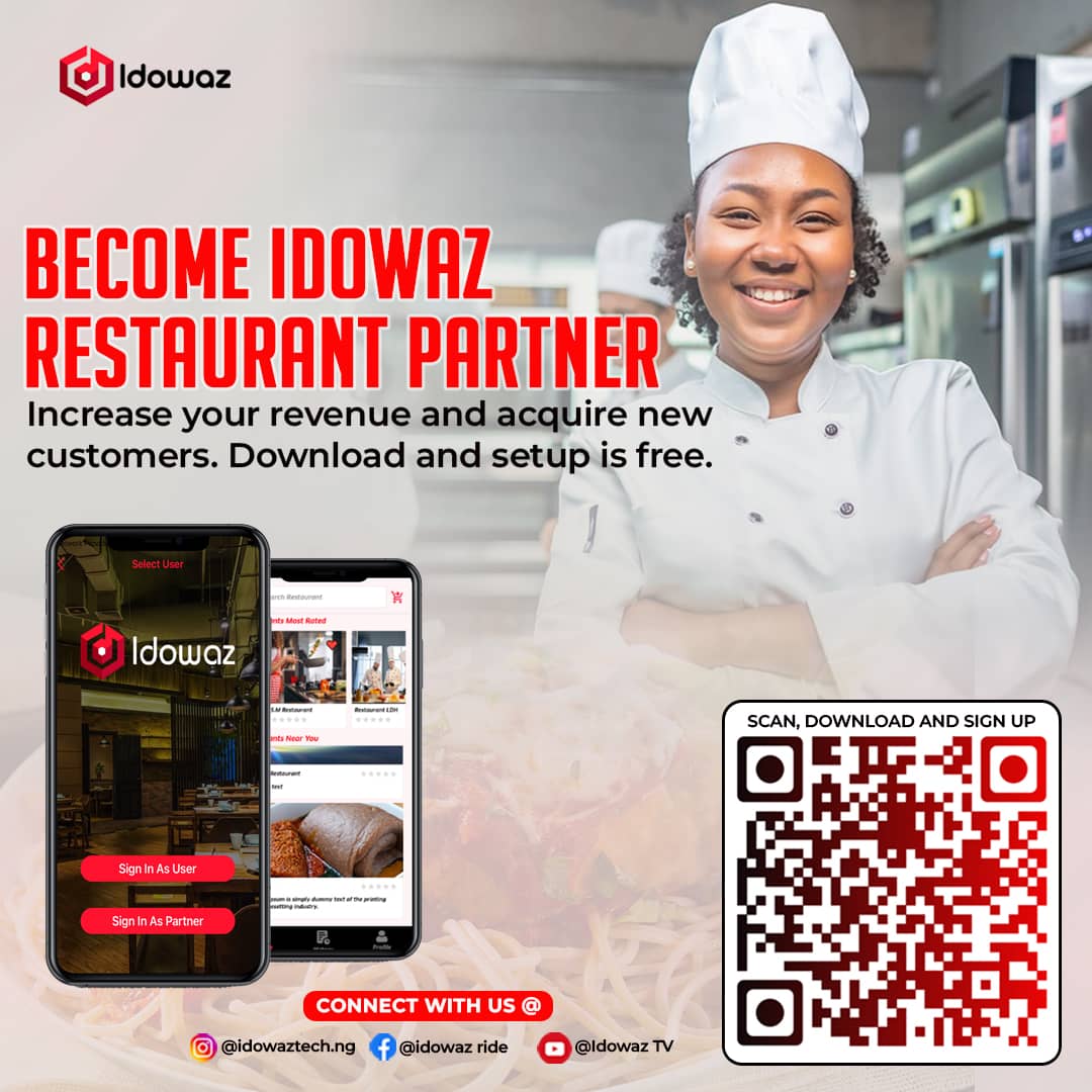 BankoleFalana's tweet photo. Register &amp; sign up your Restaurants with IDOWAZ today for free and get higher commission all @ Idowaz https://t.co/RGdVQyqR1a
