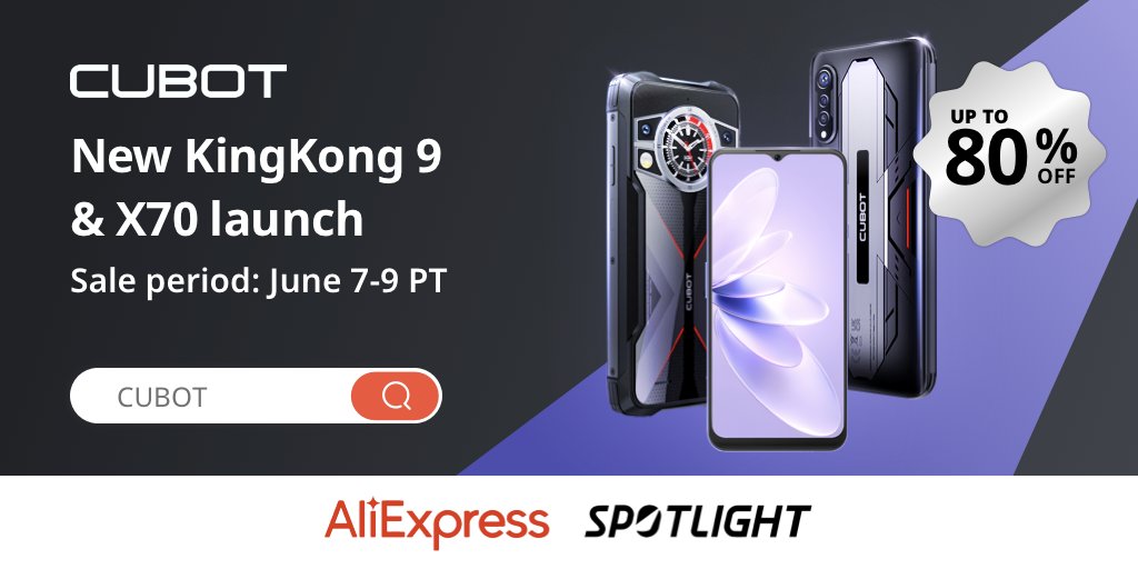🔥It's  Cubot Brand Day! 🎉  Experience the ultimate with Cubot's latest smartphones - KingKong 9 and X70! 🤩  Enjoy an amazing discount of up to 80% off and extra coupons up to US $10 off!💰  Also, be the first to grab amazing freebies of limited quantities! ⏰