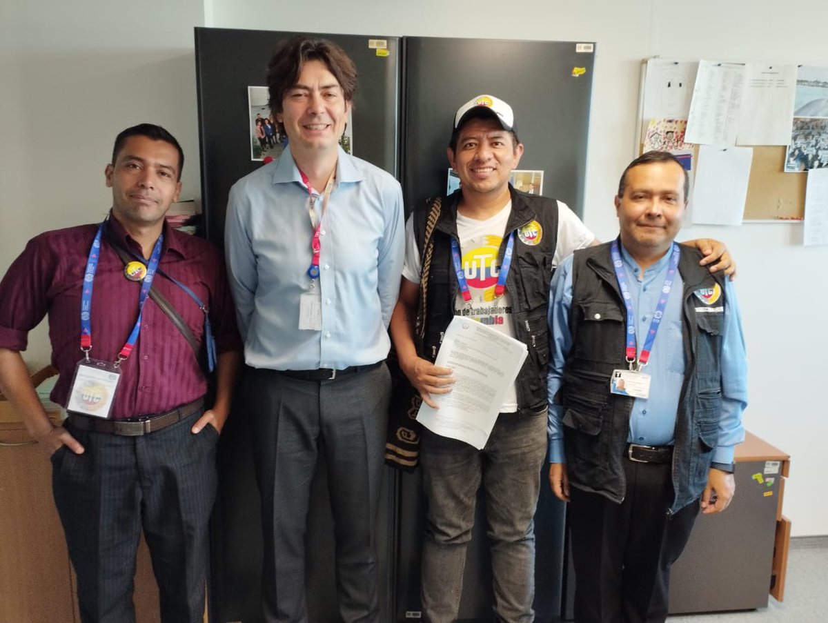 Reunión con Xavier Beaudonnet Coordinador de Negociación Colectiva, Servicio de Libertad Sindical y Departamento de Normas Internacionales del Trabajo. En la sede principal de <a href="/ilo/">International Labour Organization</a> atentos a las observaciones de UTC con relación al cumplimiento de los convenios OIT en Colombia.