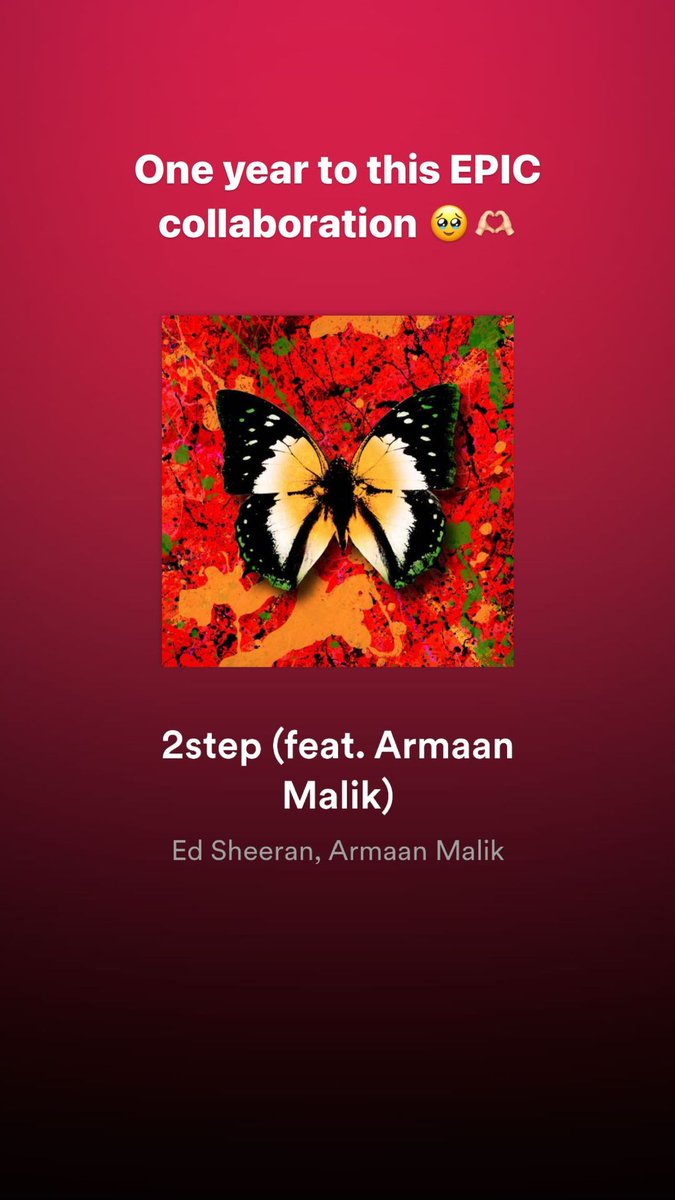 ArmaanMalikCafe's tweet image. //@ArmaanMalik22 's Insta Stories.//

Happy 1st Birthday #2Step ft. #ArmaanMalik x @edsheeran ❤️

📎 open.spotify.com/track/1vf09n9Q…