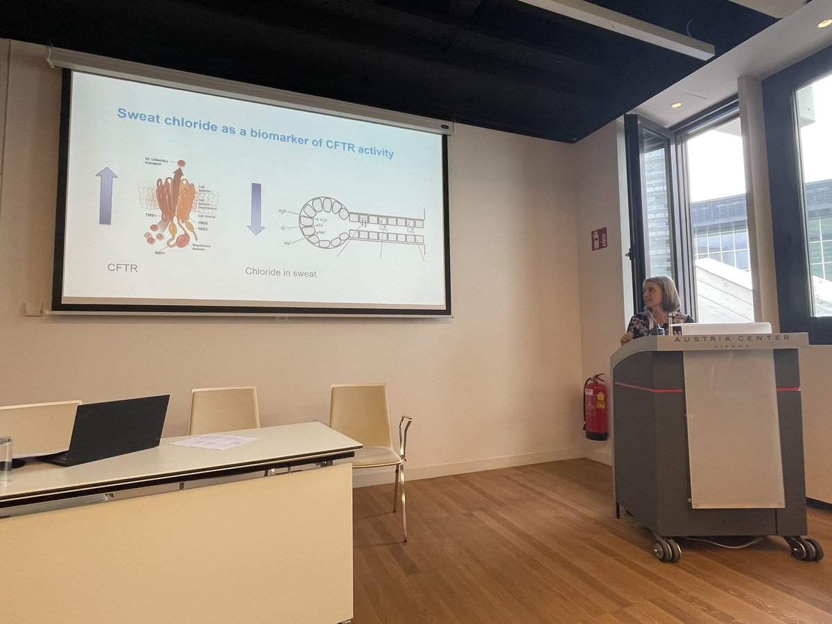 ProfDGDowney's tweet image. Edith Zemanick from Colorado explaining all things related to sweat chloride in #CF and the #CHEC-SC study @ECFSConference #ECFS2023 @CF_Foundation