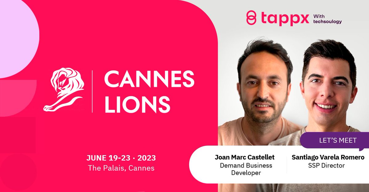 tappx's tweet image. Here is the Tappx delegation attending @Cannes_Lions later this month! 📆 

So much to catch up on and so many synergies to discover. Let's talk at The Palais about how boost your digital business together. 

#canneslions2023 #canneslions #appmonetization #digitaladvertising