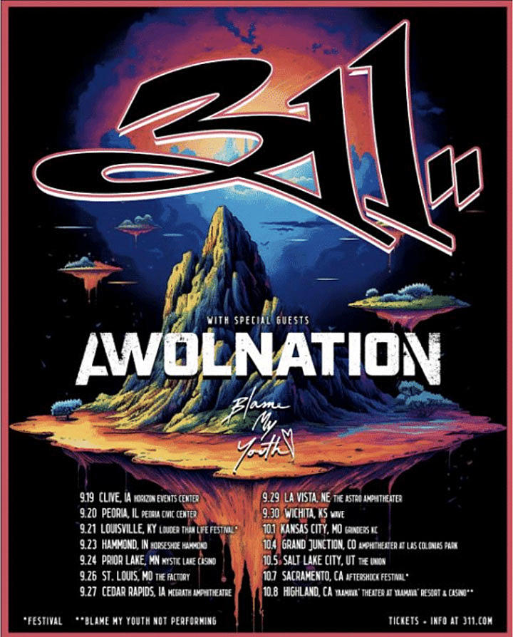 metalfruitmag's tweet image. 311 Awolnation ve Blame My Youth ile Sonbahar 2023 Tur tarihlerini açıkladı.
311 Add Fall 2023 Tour Dates with Awolnation and Blame My Youth.
#311 #awolnation #blamemyyouth #metal #heavymetal #alternativerock #rock #metalfruitmagazine #mwtalfruitturkey