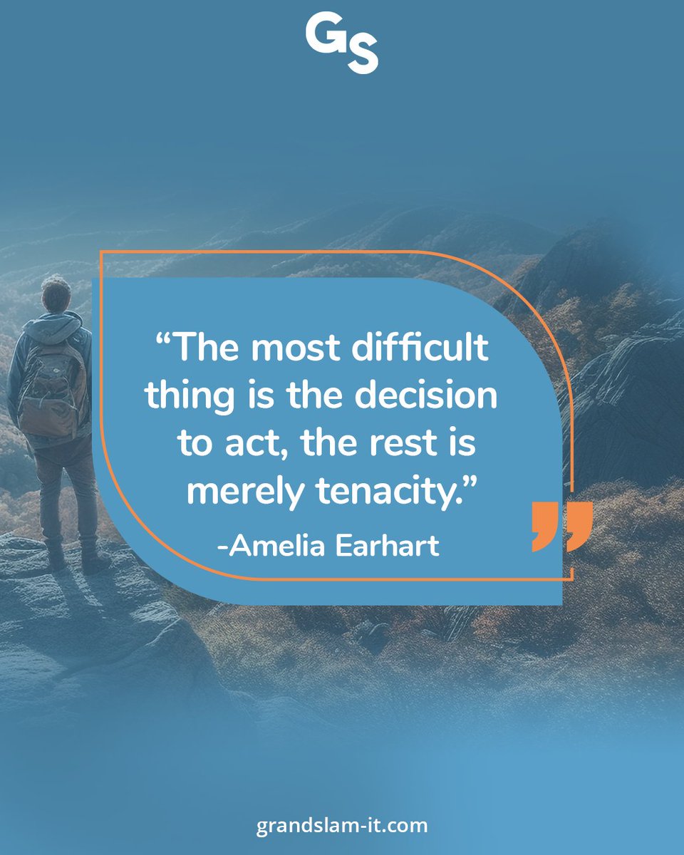 ✨ “The most difficult thing is the decision to act, the rest is merely tenacity.” 
—Amelia Earhart

#quoteoftheday #inspiration #motivation #ameliaearhart #decisiontoact #tenacity #courage #persistence #determination #takeaction #dreambig #achievegoals