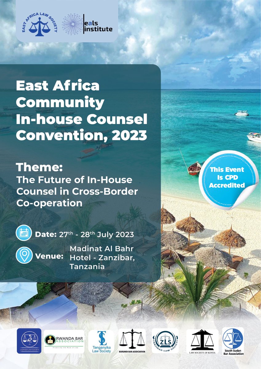 ealawsociety's tweet photo. The EALS In-house Counsel Committee cordially invites you all to EAC In-house Counsel Convention 2023 under the theme “The Future of In-House Counsel in Cross-Border Co-operation” 
Fill out your participant form at https://t.co/ktvCraqCsX and send it to training@ealawsociety.org. https://t.co/U1cV3SbmKZ