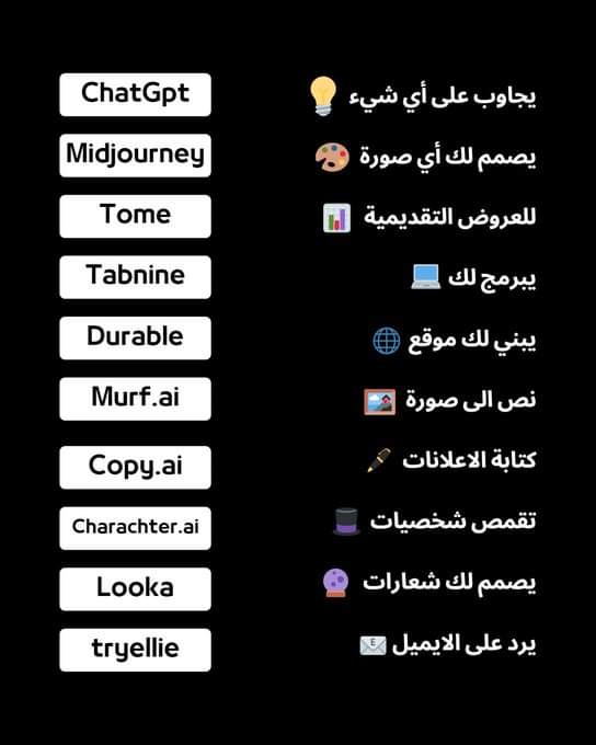أدوات مذهلة للذكاء الاصطناعي لتوفير ساعات العمل وانجازه بدقائق 👌🏻👇
#الذكاء_الاصطناعي