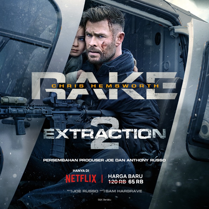 NetflixID's tweet photo. Tyler Rake (Chris Hemsworth) dan timnya (Golshifteh Farahani dan Adam Bess) kembali beraksi bersama dengan misi mencengangkan yang meleduk-leduk. Tonton #Extraction2 hanya di Netflix.