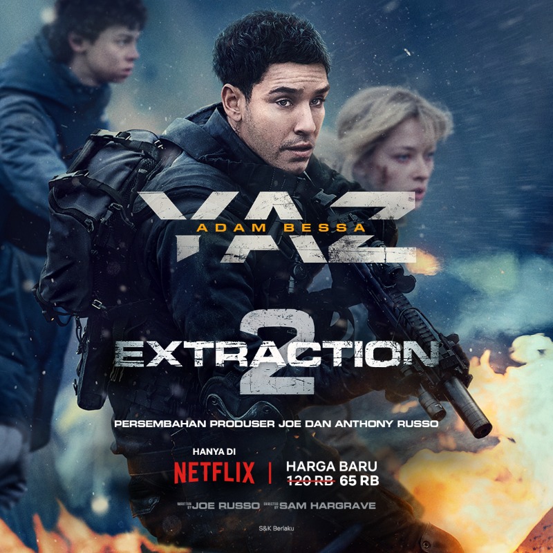 NetflixID's tweet photo. Tyler Rake (Chris Hemsworth) dan timnya (Golshifteh Farahani dan Adam Bess) kembali beraksi bersama dengan misi mencengangkan yang meleduk-leduk. Tonton #Extraction2 hanya di Netflix.