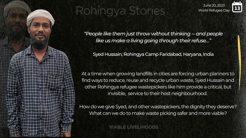 13 days to #WorldRefugeeDay! Meet Syed Hussain, a #Rohingya #wastepicker who spends his day segregating urban waste with his bare hands. He says it is dirty work, but if it weren’t for waste pickers, their host city’s landfills would soon become unmanageable. 
Better…