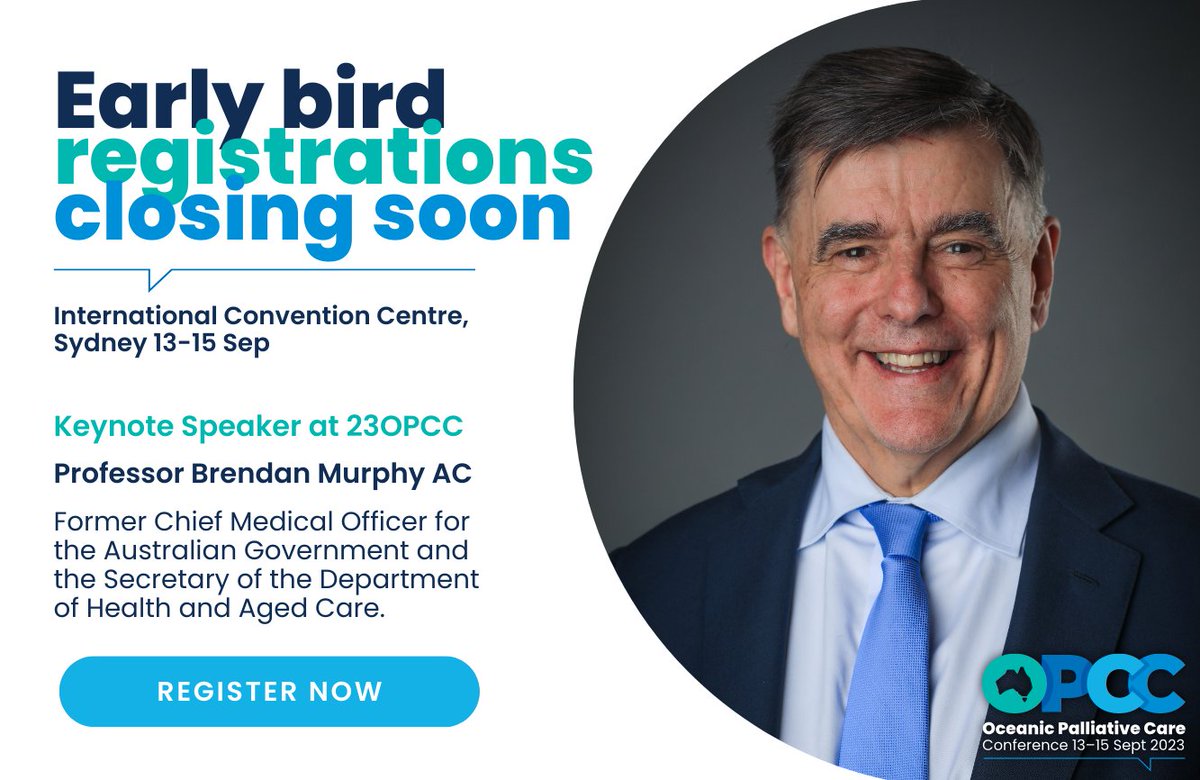 The clock is ticking on your early bird discount to the 2023 Oceanic Palliative Care Conference, but first some big news! We are thrilled to announce Professor Brendan Murphy AC as a keynote speaker at the #23OPCC. Be there to hear him speak 👉 oceanicpallcare.com/announcements/…