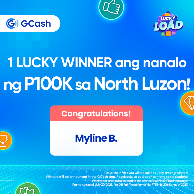 gcashofficial's tweet photo. 12 LUCKY WINNERS ang nanalo from North Luzon, NCR, Laguna, South Luzon, at Visayas this week!   Keep buying at least P50 of any load product via GCash to get a ticket to play Lucky Load.   Baka ikaw na ang next LUCKY winner ng region mo! Load to play &amp; win with Lucky Load! https://t.co/K1IpEObahM