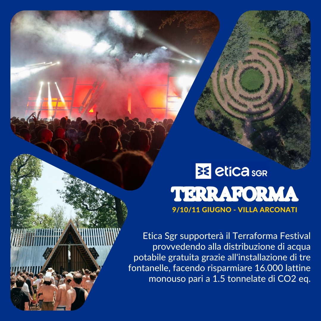 EticaSgr's tweet photo. Anche quest'anno Etica SGR supporterà #Terraforma, il festival internazionale di musica dedicato alla sperimentazione artistica e alla sostenibilità ambientale. Lo farà contribuendo concretamente alla sostenibilità del festival, nota caratterizzante dell'evento, provvedendo alla distribuzione di acqua potabile accessibile e gratuita.