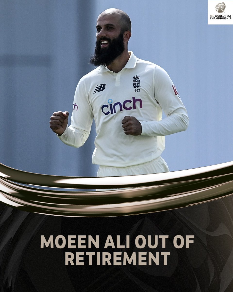 Moeen Ali has come out of Test retirement and been added to England's squad for the first two Ashes Tests. 

Moeen, who had retired from Test in 2021, reversed his decision after discussions with Ben Stokes, Brendon McCullum & Rob Key.

#MoeenAli #testcricket #Ashes2023 #AUSvsENG