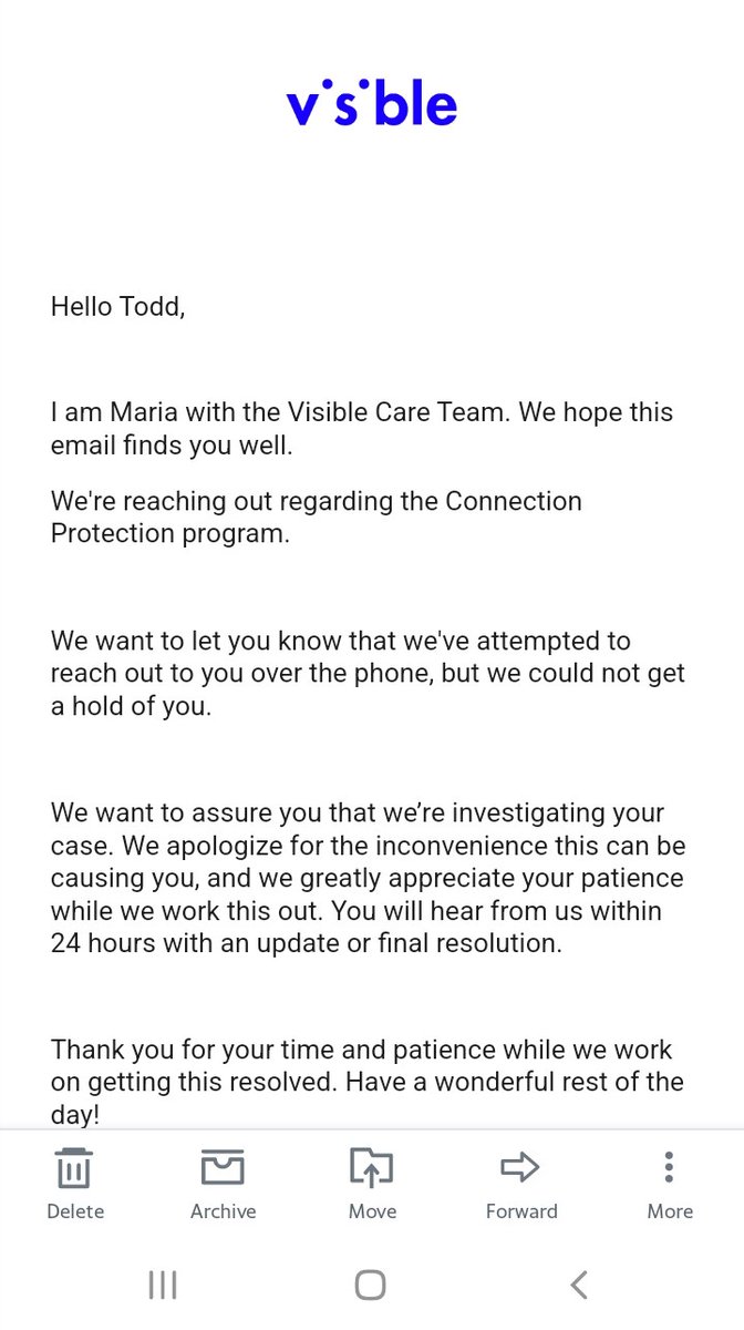 ToddLarry04's tweet photo. @visiblecare wow I am so very disappointed and disgusted in the level of service and the deceiful information I have been given by visible support and specialists. I've been told one thing and then someone tells me something different. FTC complaint next. https://t.co/EsK8YreicX